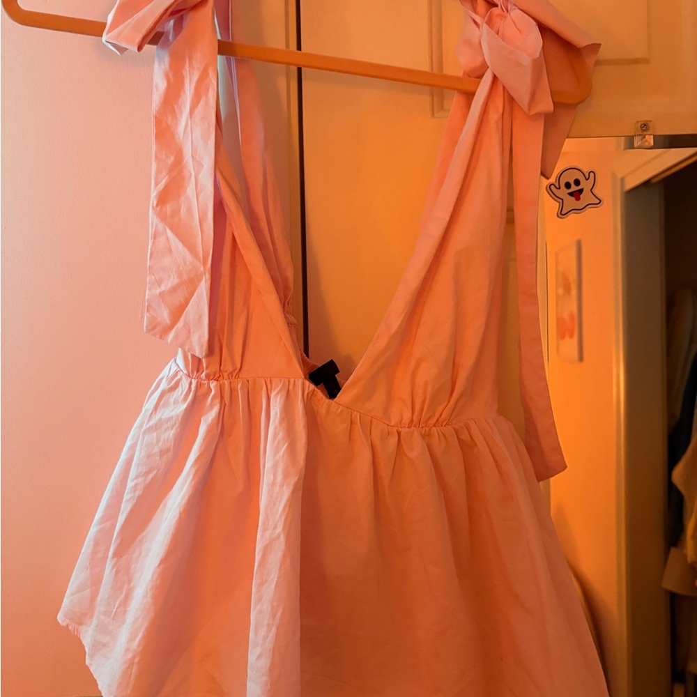 Zara Pink Tank Top with Bow Straps